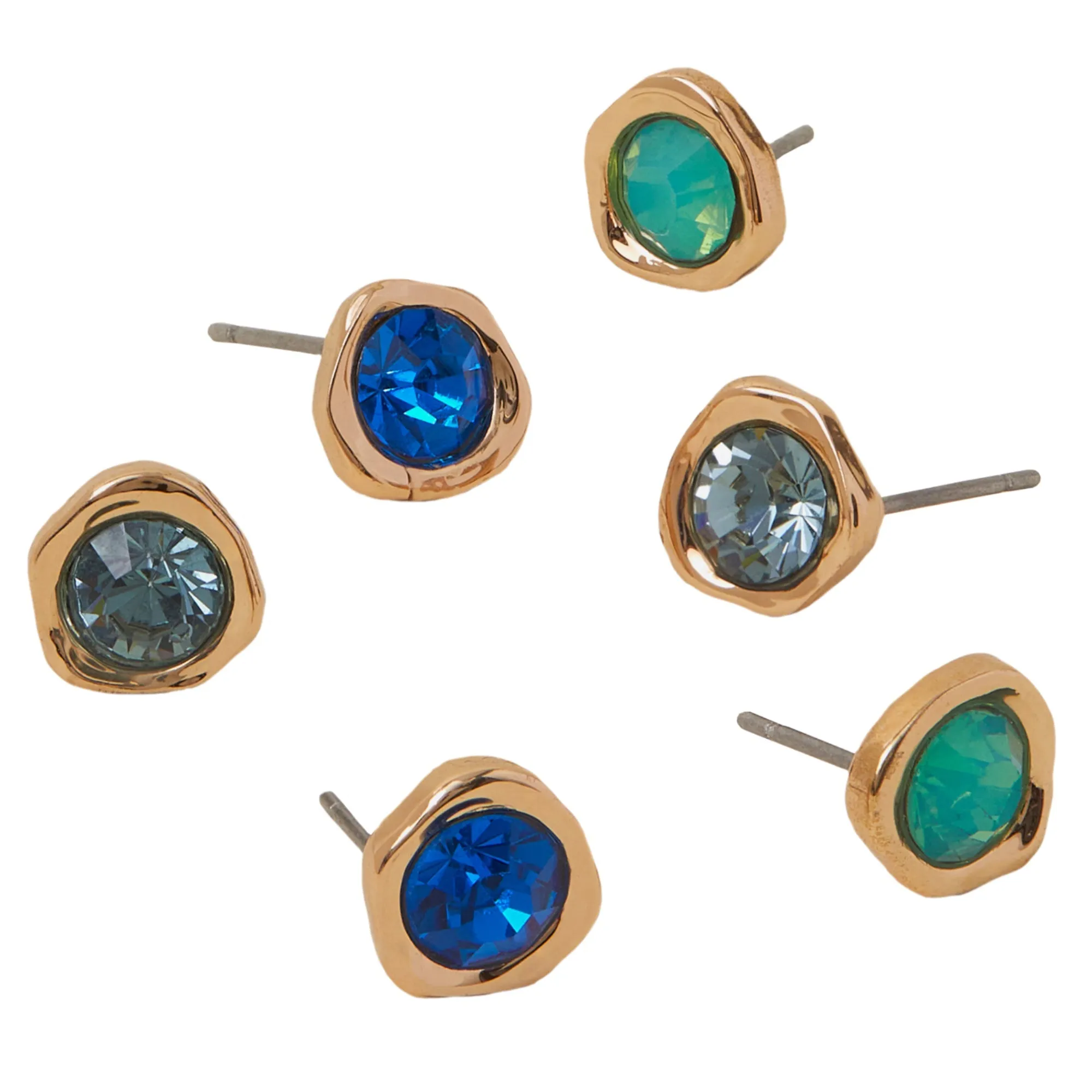Accessorize London Women's Multi Organic Molten Studs Earrings Pack Of 3