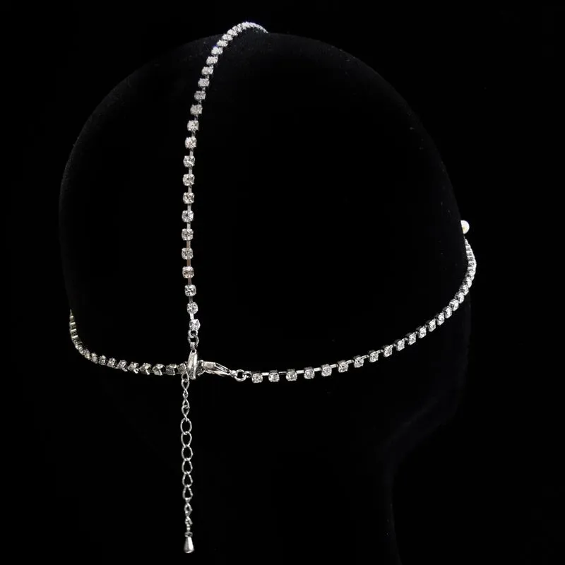 Antique Inspired Pearl & Crystal Teardrop Forehead Bridal Headpiece