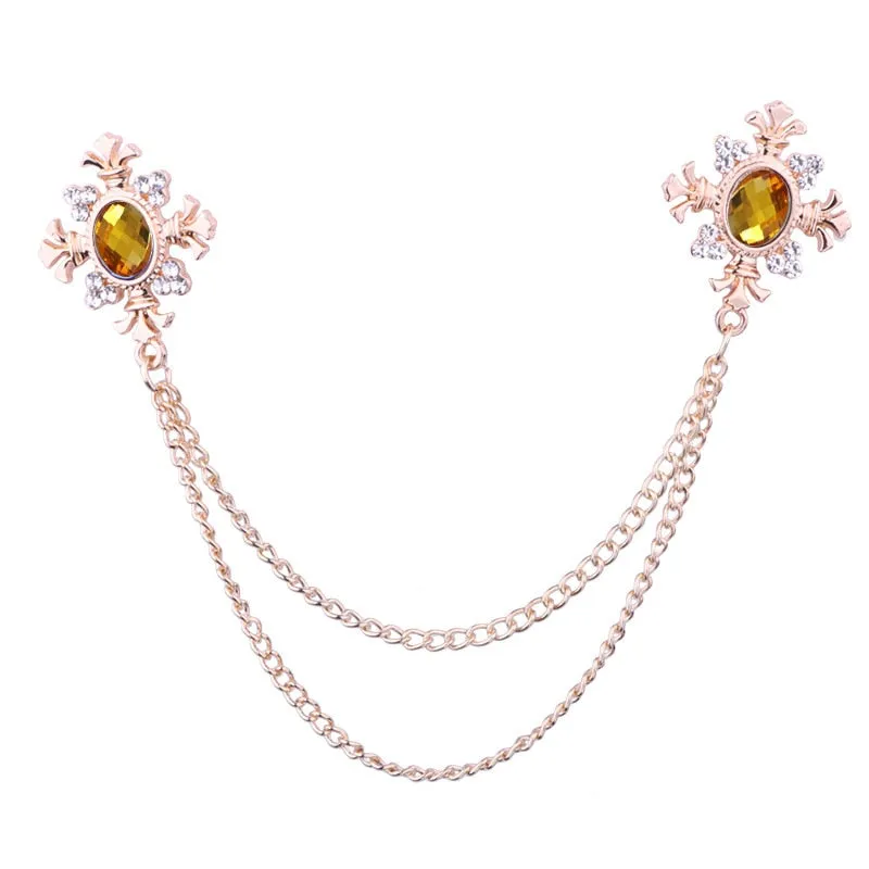 Fashion Tassel Crystal Cross Chain Brooch Women