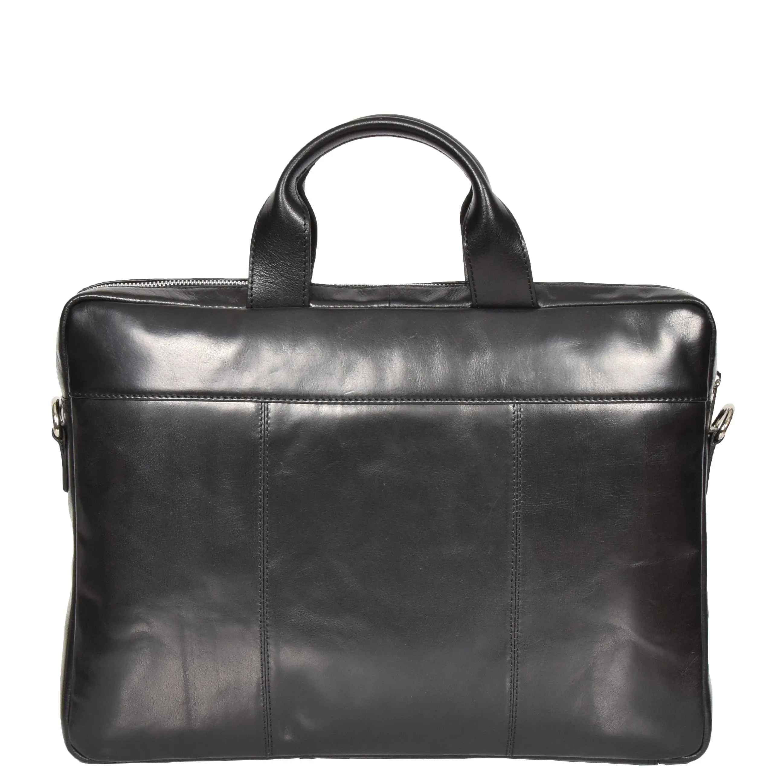 Laptop Briefcase Real Leather Business Bag Messenger Satchel Black Nice