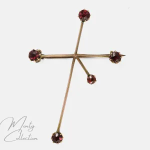 Victorian Garnet "Southern Cross" Constellation Brooch